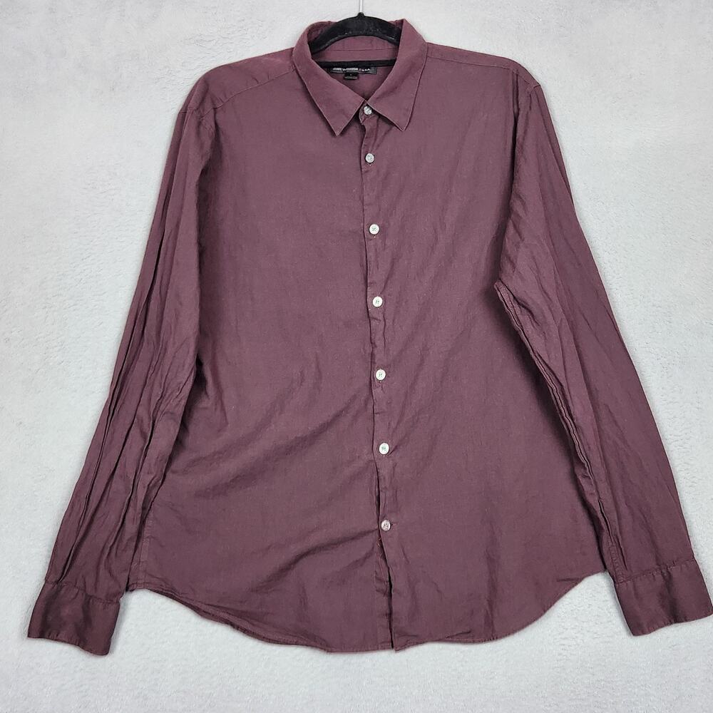 John Varvatos USA Shirt Mens Large Red 100% Cotton Long Sleeve Button Up